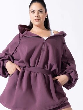 POPFLEX Plum Half-Zip Hoodie